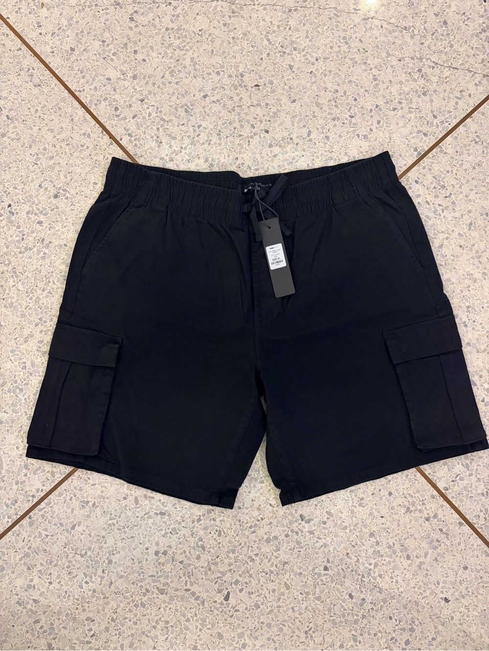 NOVA-MENMen's Black Cargo Drawstring Shorts